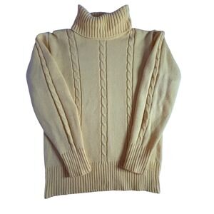 Amcrest Yellow Cable Knit Turtleneck‎ Sweater Women's Size 16 Acrylic Vintage
